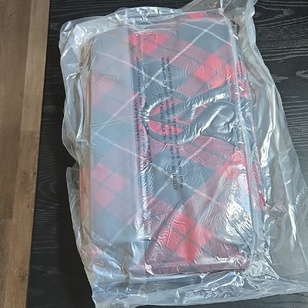 Victoria's Secret Red and Gray Plaid Blanket